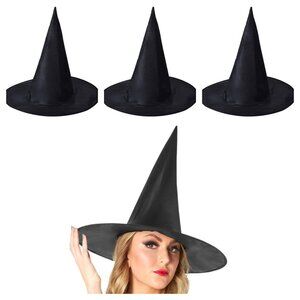 Halloween Black Witch Hat Costume Adult 3 Pack